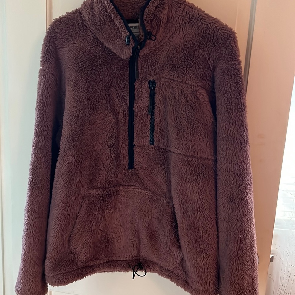 PINK VS FLEECE OVERSIZED HALF ZIP SWEATER